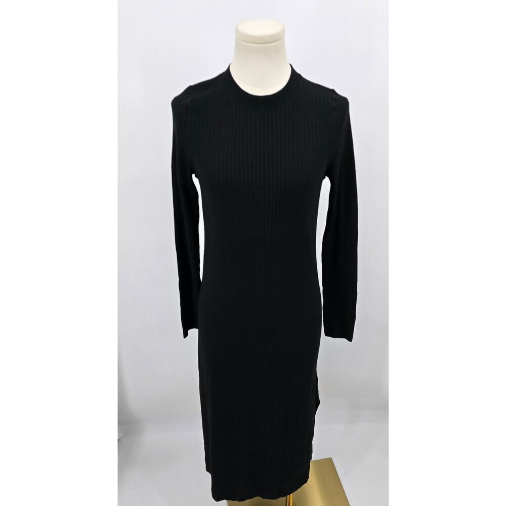 Banana Republic Minimalist Casual Cozy Ribbed Knit Midi Sweater Dress